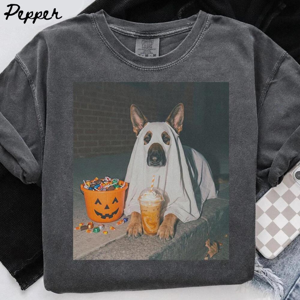 German Shepherd Dog Halloween S Shirt, Iced Coffee Dog Mom T-Shirt